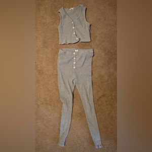SHEIN girls (Size 11/12) gray tank cropped top and leggings set